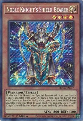 Noble Knight&#39;s Shield-Bearer - BROL-EN017 - Secret Rare 1st Edition Brothers of Legend 1st Edition Singles