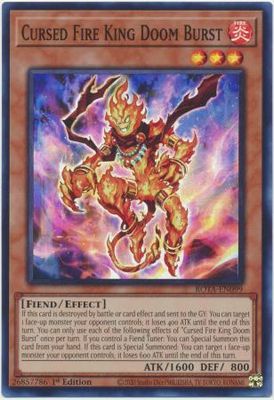 Cursed Fire King Doom Burst - ROTA-EN099 - Super Rare 1st Edition Rage of the Abyss 1st Edition Singles