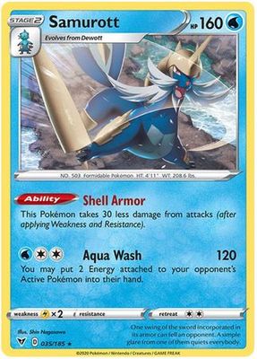 Samurott - 035/185 - Rare Sword &amp; Shield: Vivid Voltage Singles