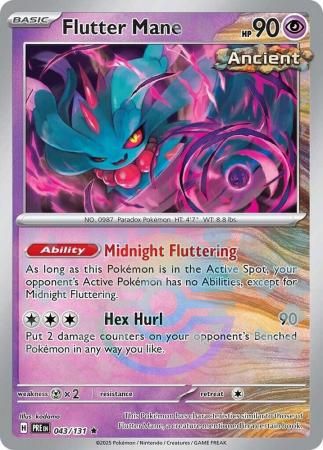 Flutter Mane - 043/131 - Pokeball Reverse Holo Rare Scarlet &amp; Violet: Prismatic Evolutions Reverse Holo Singles (Espanol)