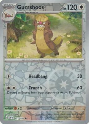 Gumshoos - 177/197 - Uncommon Reverse Holo Scarlet &amp; Violet: Obsidian Flames Reverse Holo Singles