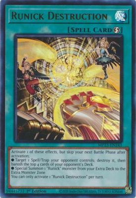 SJ Runick Destruction - MP23-EN243 - Ultra Rare 1st Edition Mega Tin 2023 Dueling Heroes Singles *Espanol*