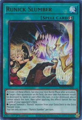 SJ Runick Slumber - MP23-EN246 - Ultra Rare 1st Edition Mega Tin 2023 Dueling Heroes Singles *Espanol*