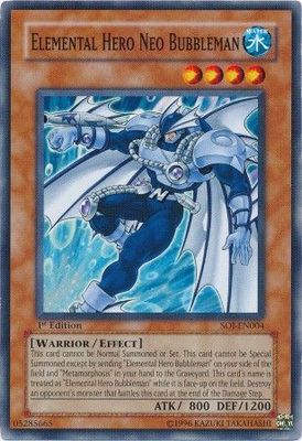 SJ Elemental Hero Neo Bubbleman - SOI-EN004 - Common 1st Edition Shadow of Infinity [SOI] 1st Edition Singles