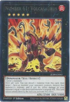 SJ Number 61: Volcasaurus - JUSH-EN043 - Rare 1st Edition Justice Hunters 1st Edition Singles