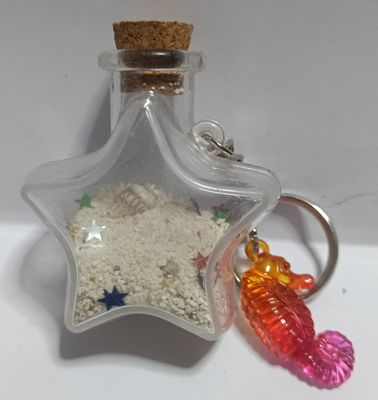 NELA-s, Llavero Estrella con arena y Caballito de Mar 2.5 Pulgadas