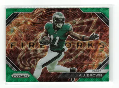 SJ 2023 PANINI PRIZM FIREWORKS A.J. BROWN #F-23 GREEN WAVE EAGLES