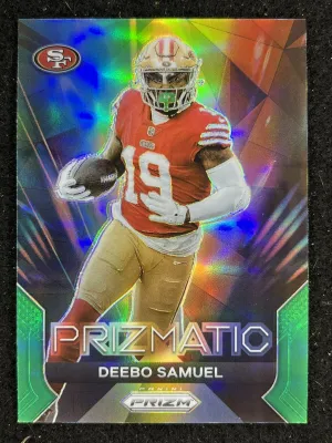 SJ 2023 PANINI PRIZM- GREEN PRIZMATIC- DEEBO SAMUEL #17 49ers