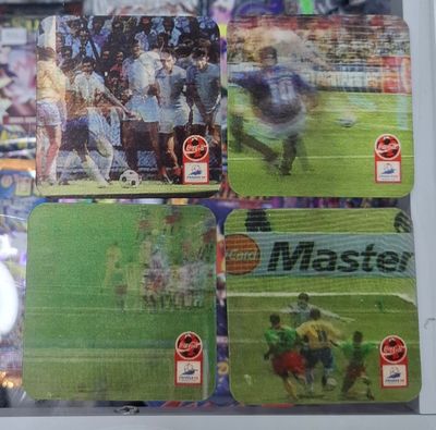 BAF1 Coca Cola Presenta Los Grandes Momentos en la Historia del Mundial de Futbol Francia 98 *4 Cartas Lenticulares* Coca Cola Promocion