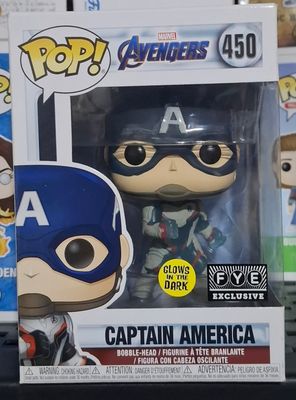 BAF1 Captain America Figura Funko Pop 450 FYE Exclusive Glows In the Dark