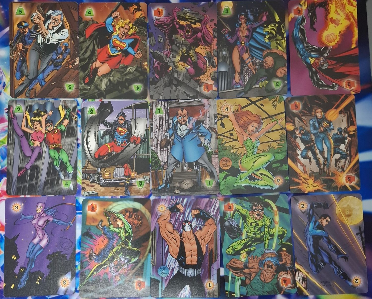 BAF1 Lote Cartas DC Comics OverPower Card Game Lote de 62 Cartas y Manual