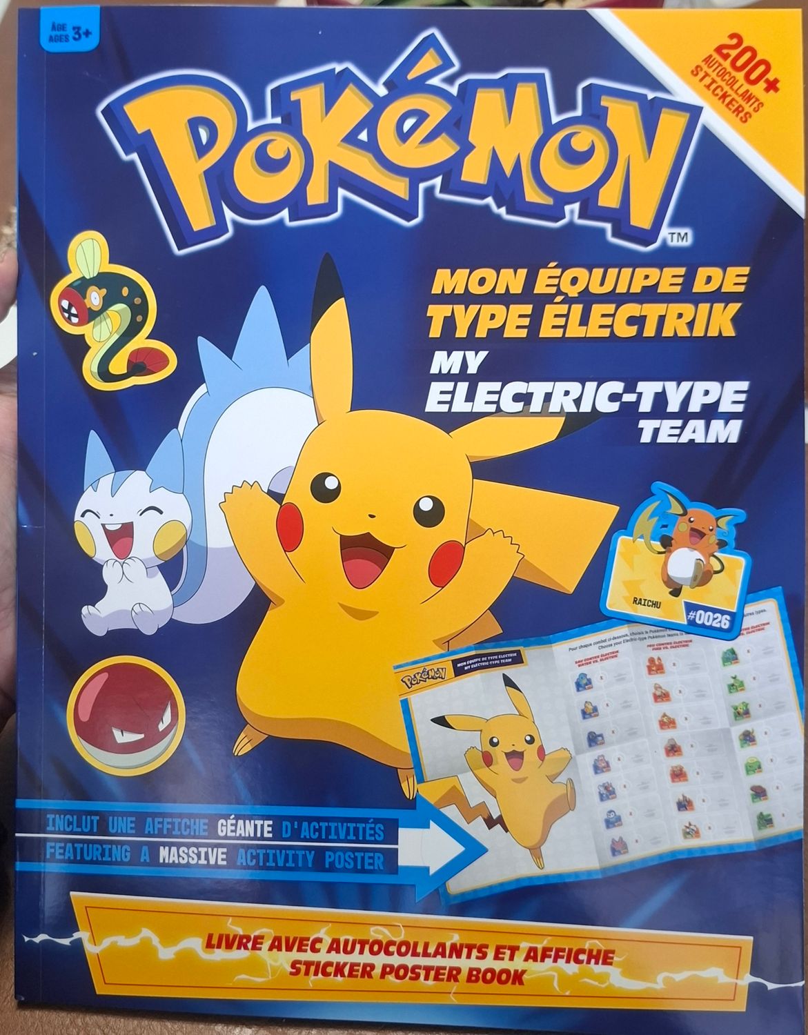SJ Pokemon Libro de Stickers y Poster Tipo Electricos