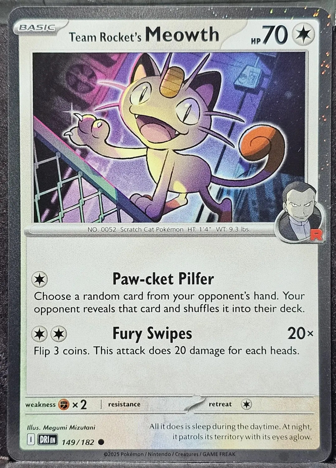 Team Rocket's Meowth (Cosmos Holo) Common 149/182