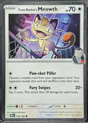 Team Rocket&#39;s Meowth (Cosmos Holo) Common 149/182