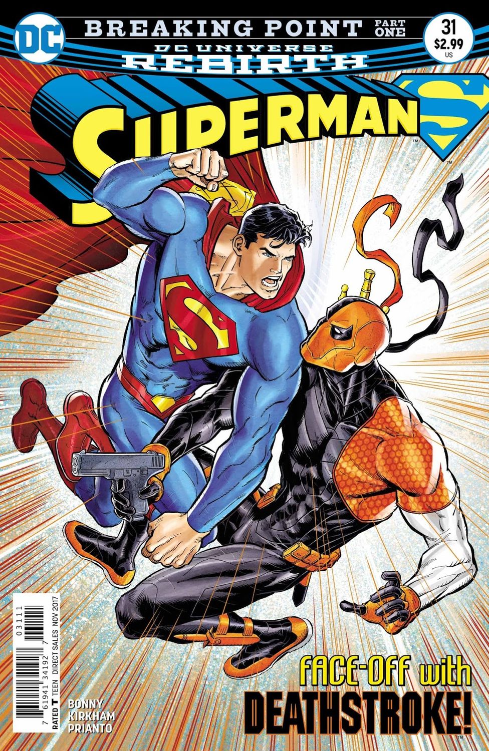 SHX Superman Comic issue 31 Rebirth Breaking Point Face off with Deathstroke