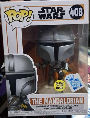 BA36 The Mandalorian Figura Funko Pop 408 Star Wars Figura Glows in the Dark Funko Insider Club