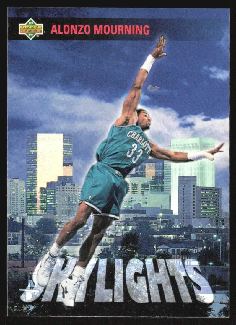 SJ 1993-94 Upper Deck Skylights Alonzo Mourning 468 Charlotte Hornets