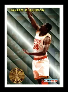 SJ 1993-94 Fleer League Leader Hakeem Olajuwon 225 Houston Rockets Basketball Card