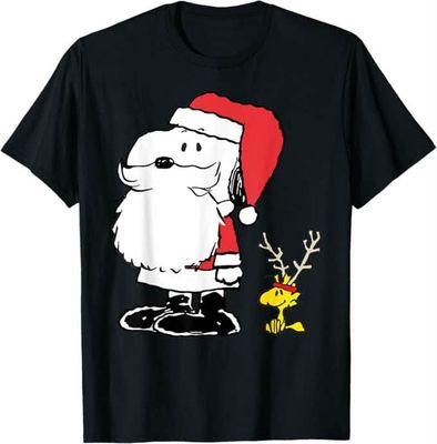 BA36 Snoopy Camisa Talla M Peanuts Holiday Woodstock Santa