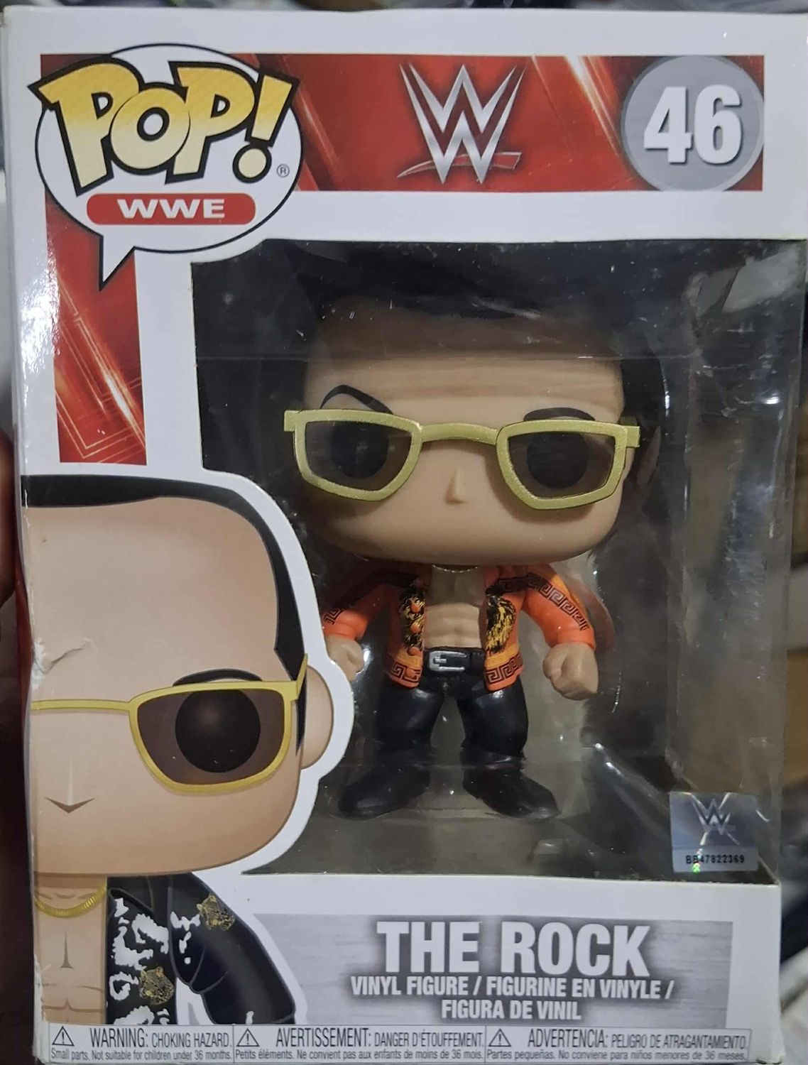 BA38 The Rock Figura Funko Pop 46 WWE Figura La Roca Figura *Caja Danada*