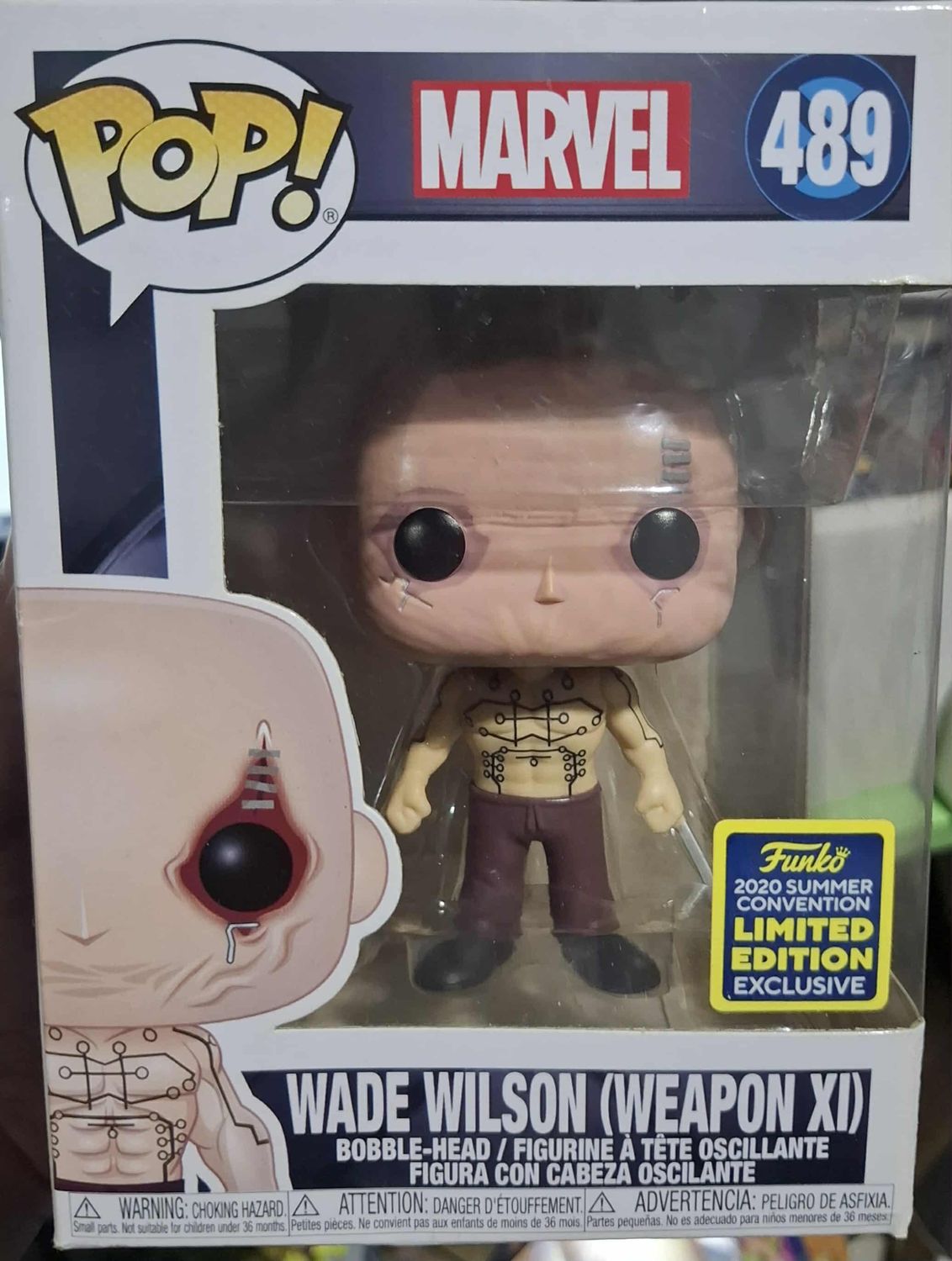 BA38 Wade Wilson Figura Funko Pop 489 Wade Wilson Weapon XI Deadpool Figura *Caja Danada*