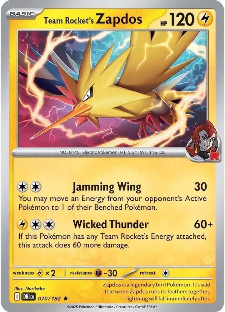 SJ Team Rocket's Zapdos - SV10: Destined Rivals (DRI) SV10: Destined Rivals