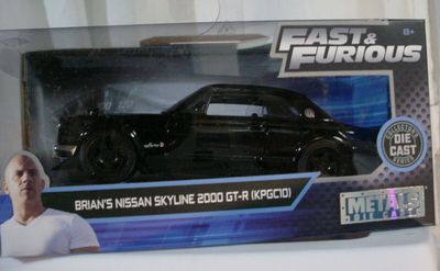 SH1 Brians Nissan Skyline 2000 GTR Jada Metals Die Cast Fast Furious Rapidos y Furiosos
