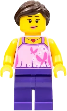 SH8 Holiday Girl Bright Pink Top with Butterflies Lego Mini Figura