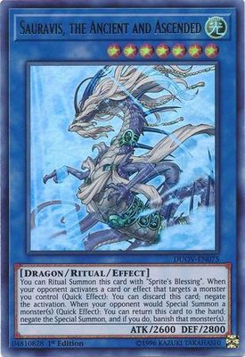 SJF Sauravis, the Ancient and Ascended - DUOV-EN075 - Ultra Rare 1st Edition Duel Overload 1st Edition Singles