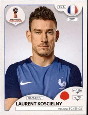 Laurent Koscielny -2018 Panini World Cup Russia #200 France Soccer Sticker