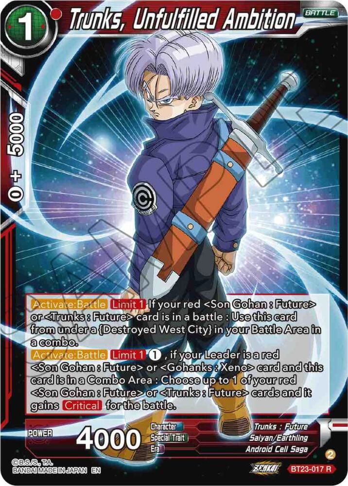 SJ Trunks, Unfulfilled Ambition - Perfect Combination (BT23) Perfect Combination Foil