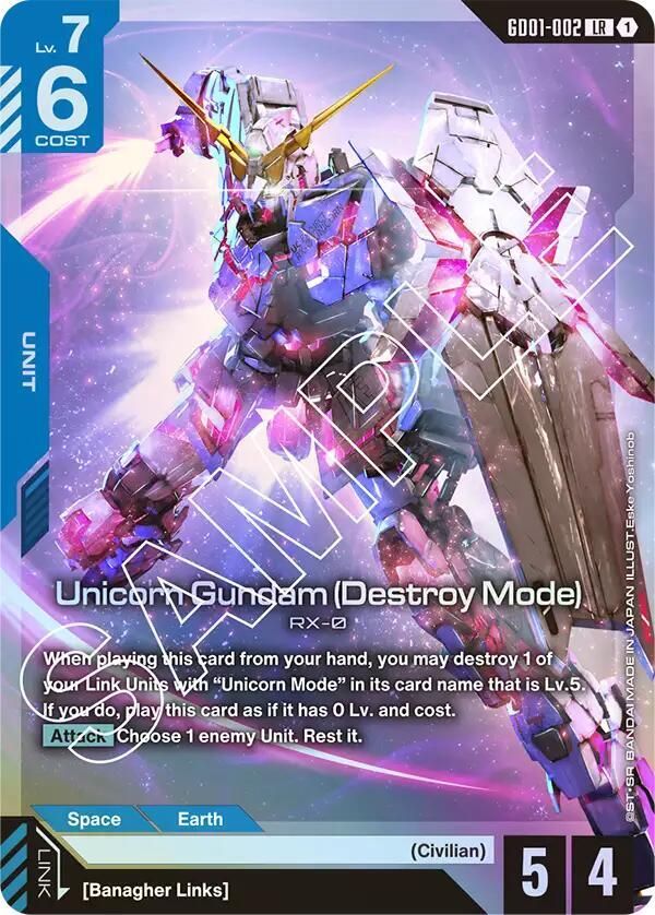 SJ Unicorn Gundam (Destroy Mode) - Newtype Rising (GD01) Newtype Rising Foil