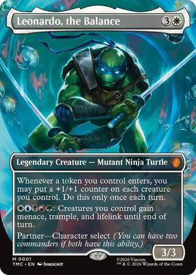 SJF Leonardo, the Balance (0001) (Borderless) - Commander: Teenage Mutant Ninja Turtles (TMC) Commander: Teenage Mutant Ninja Turtles Foil
