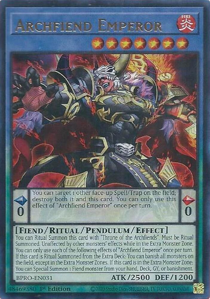 SJ Archfiend Emperor - Burst Protocol (BPRO) Burst Protocol Ultra Rare