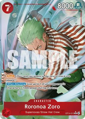 SJF Roronoa Zoro - OP14-015 (Alternate Art) - The Azure Sea's Seven (OP14) The Azure Sea's Seven