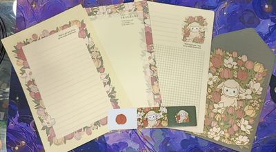 KM Set de 12 artículos (3 sobres, 6 cartas, 3 pegatinas de sellado) Ovejita