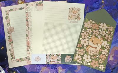 KM Set de 12 artículos (3 sobres, 6 cartas, 3 pegatinas de sellado) Shiva Inu