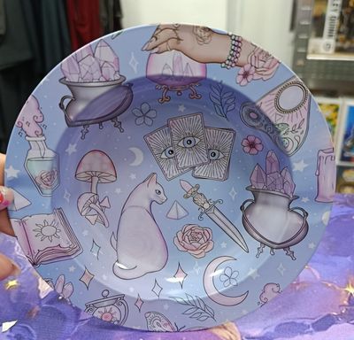 KM Cenicero Circular De Metal Morado Con Estampado