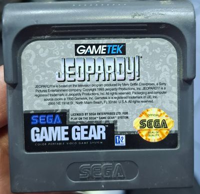 SH1 Jeopardy Sega Game Gear Cartucho