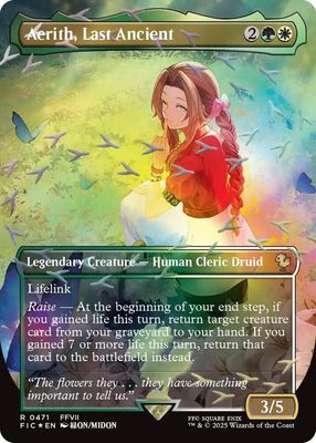 SJF Aerith, Last Ancient (Borderless) (Chocobo Track Foil) - Commander: FINAL FANTASY (FIC) Commander: FINAL FANTASY Foil