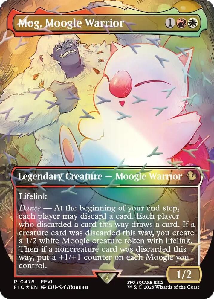 SJF Mog, Moogle Warrior (Borderless) (Chocobo Track Foil) - Commander: FINAL FANTASY (FIC) Commander: FINAL FANTASY Foil