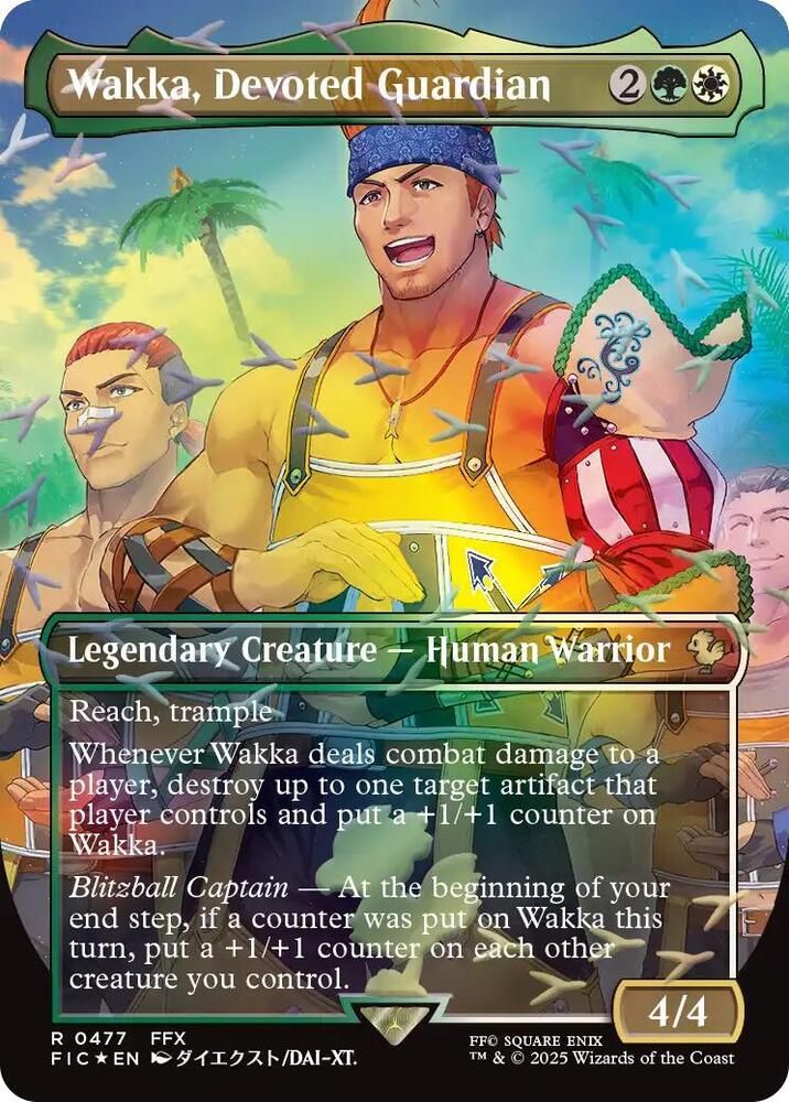 SJF Wakka, Devoted Guardian (Borderless) (Chocobo Track Foil) - Commander: FINAL FANTASY (FIC) Commander: FINAL FANTASY Foil