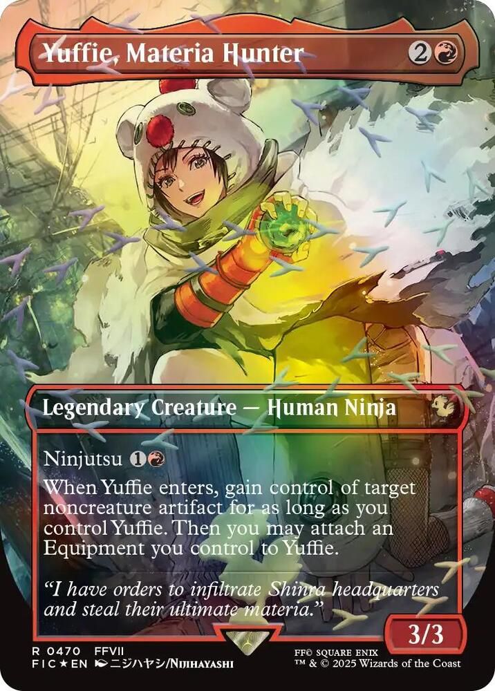 SJF Yuffie, Materia Hunter (Borderless) (Chocobo Track Foil) - Commander: FINAL FANTASY (FIC) Commander: FINAL FANTASY Foil
