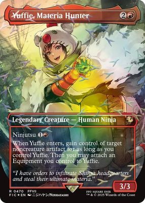 SJF Yuffie, Materia Hunter (Borderless) (Chocobo Track Foil) - Commander: FINAL FANTASY (FIC) Commander: FINAL FANTASY Foil