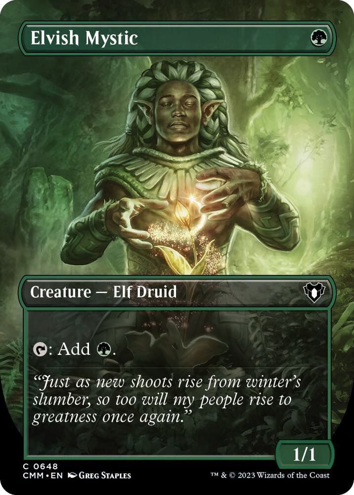 Elvish Mystic (Borderless) - Commander Masters (CMM) Commander Masters Foil