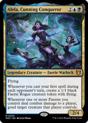 SJ Alela, Cunning Conqueror - Commander: Wilds of Eldraine (WOC) Commander: Wilds of Eldraine Foil