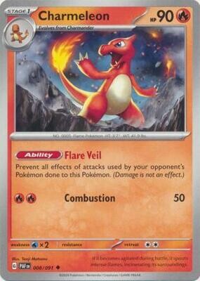 Charmeleon - 008/091 - Uncommon Paldean Fates Singles