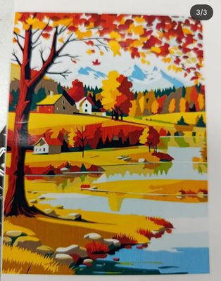 KM Pintura con Numeros en Canvas. 30 cms x 40 cms Paisaje y Lago Incluye pintura, Canvas,  pinceles, gancho para colgar cuadros, y Caballete de Madera.