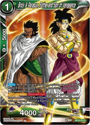 SH2 Broly &amp; Paragus, Father and Son of Vengeance - Critical Blow (BT22) Common Foil