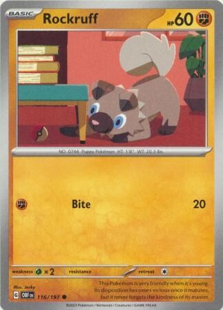 SH2 Rockruff - 116/197 - Common Obsidian Flames Singles
